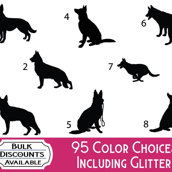 German Shepherd Decals -  95 Vinyl Colors Including Glitter