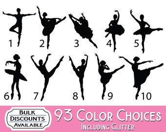 Ballet Dancer Silhouette Vinyl Decals - Ballet vinyl decal for Yeti tumblers, laptop computers, car windows and more