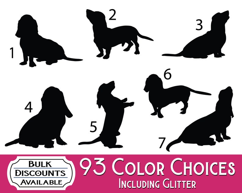 school supplies or any hard surface planners cups Basset Hound Silhouette Dog Decals Dog Sticker for tumblers bottles