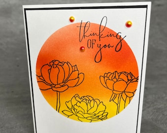 Thinking of you homemade card/ Sunset card/ Silhouette card
