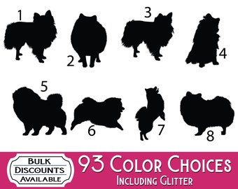 Pomeranian Silhouette Dog Decals - Dog Sticker for cars, laptops, dog bowls, containers, water bottles, tumblers or any hard smooth surface