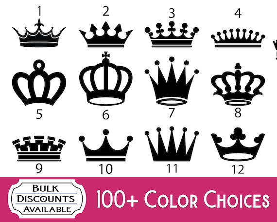 Royal Crown Silhouette Vinyl Decal: King & Queen Stickers
