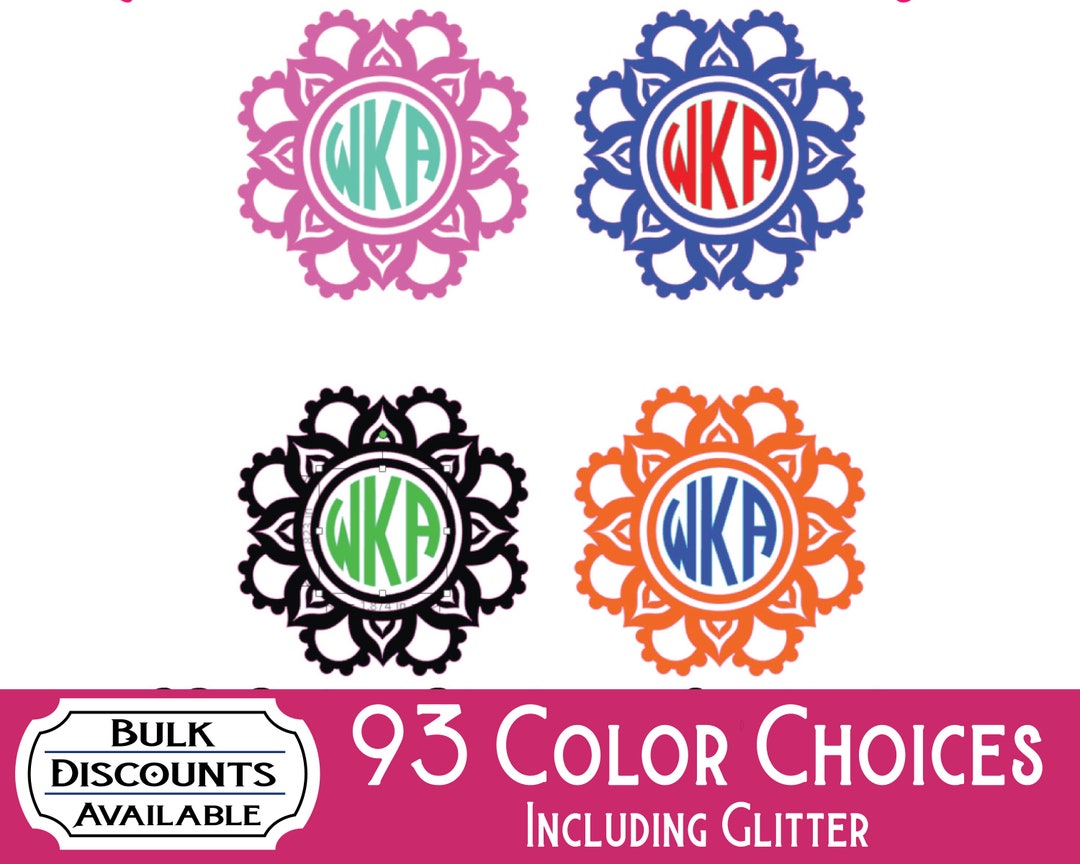 Flower Mandala Monogram / Flower Monogram / Monogram Decal / Yeti ...