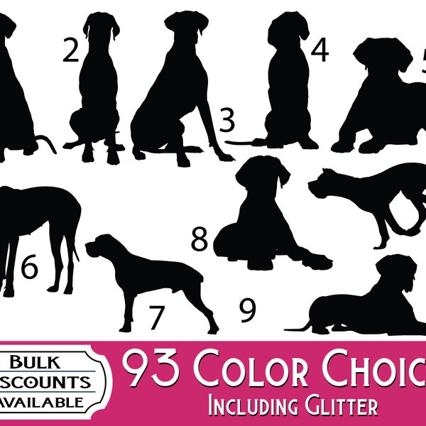 Great Dane Silhouette Dog Decals - Dog Sticker for tumblers, bottles, cups, planners, school supplies or any hard surface