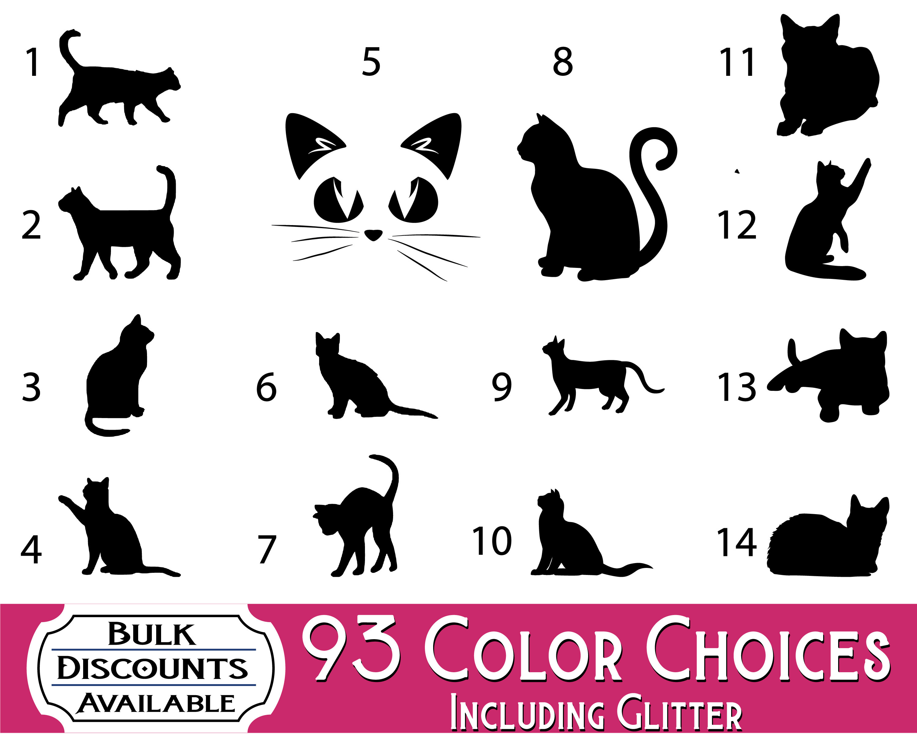 Cat Decal / Cat Vinyl Decal / Cat Sticker / Glitter Cat Decal Etsy