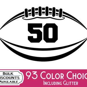 Football Decal with Player Number - Football vinly decal for Yeti tumblers, laptop computers, car windows and more