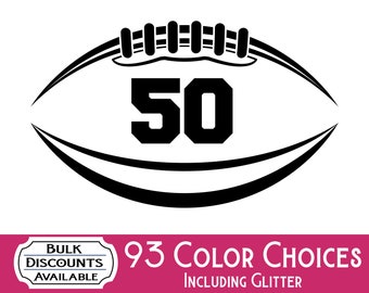 Football Player Number Decal: Vinyl Sticker for Tumblers, Laptops, Cars