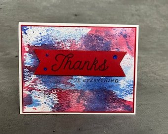 Thank You homemade card/ handmade stamped card/ watercolor card/ thank you card