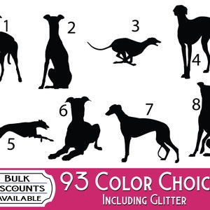 Greyhound Silhouette Dog Decals - Dog Sticker for cars, laptops, dog bowls, containers, water bottles, tumblers or any hard smooth surface
