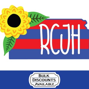 Kansas Decal / Rock Chalk Jayhawk / Sunflower Decal / Kansas Sunflower / Car Decal / Yeti Decal / Laptop Decal / Kansas Sticker /  Decal