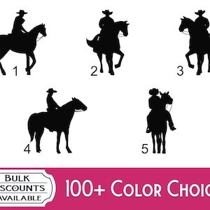 Cowboy Silhouette Vinyl Decals - Cowboy decals for car windows, laptops, tumblers, bottles, mailboxes, containers or any hard smooth surface