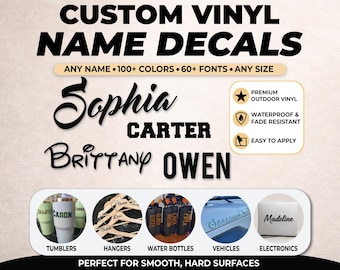 Custom Vinyl Name Decals: Tumbler, Car, Laptop Stickers