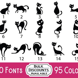 Cartoon Cat Decals - Vinyl Cat Decals for Yeti tumblers, laptop computers, car windows and any hard surface