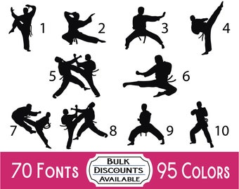 Karate Vinyl Decals - Martial Arts Decals for tumblers, laptops, computers, car windows or any hard, flat surface