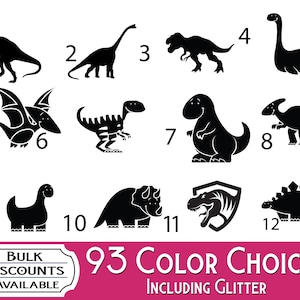 Dinosaur Silhouette Decals - Dinosaur vinyl decals for Yeti tumblers, laptop computers, car windows and more
