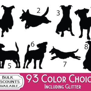 Jack Russell Terrier Silhouette Dog Decals - Dog Sticker for cars, laptops, dog bowls, containers, tumblers or any hard smooth surface