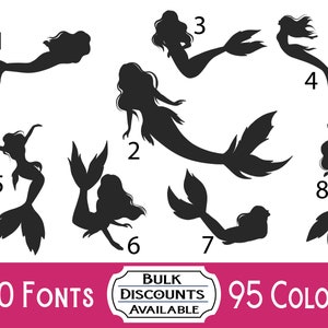 Mermaid Vinyl Decal - Mermaid Silhouette decals for Yeti tumblers, laptop computers, car windows,or any flat hard surface