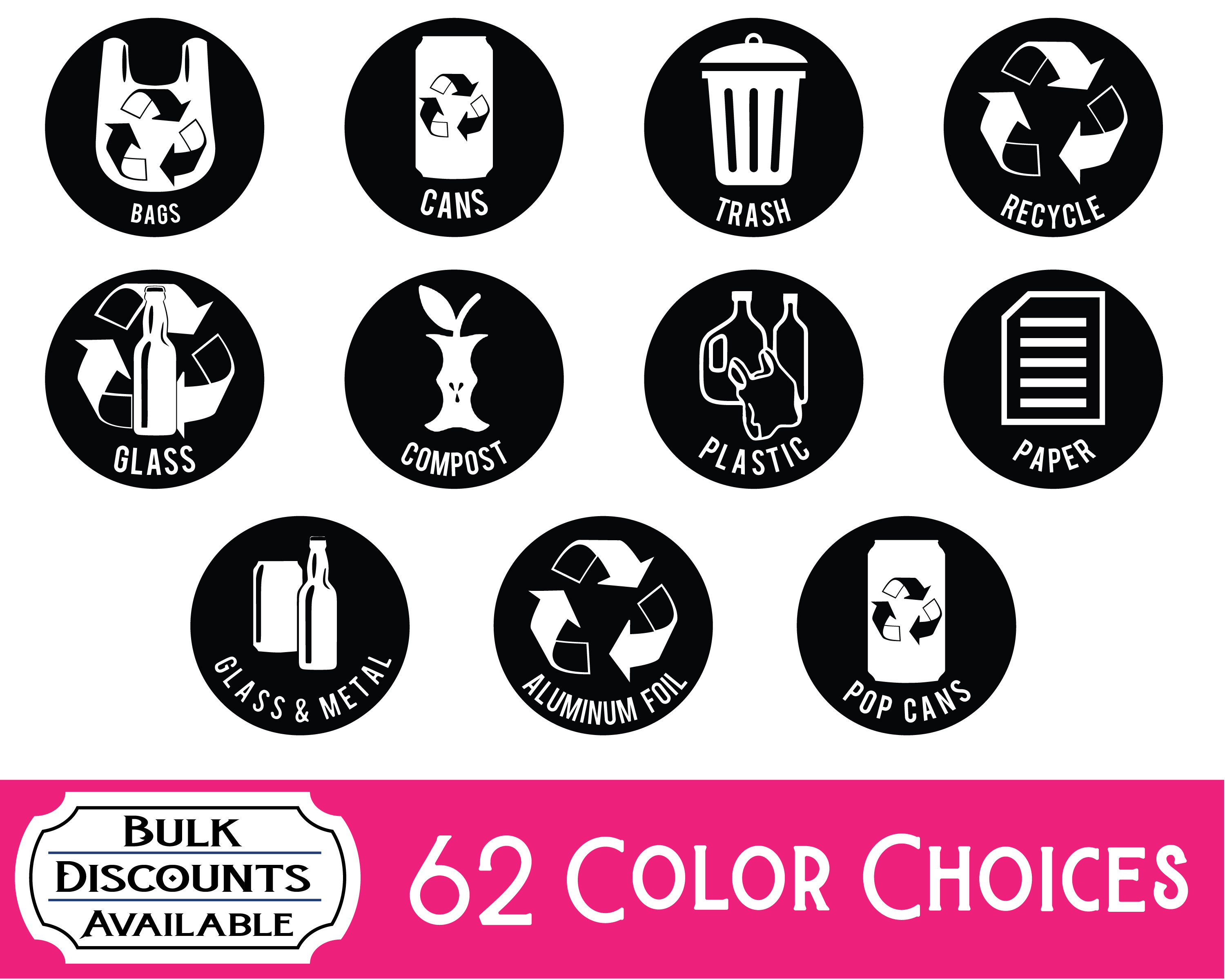 Trash Can Decals / Recycle Stickers / Vinyl Stickers / Recycle Etsy
