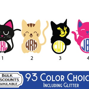 Cat Monogram Decal / Vinyl Cat Decal / Cat Yeti Monogram / Cat Yeti Decal / Cat Car Decal / Cat Phone Decal / Cat Laptop Decal