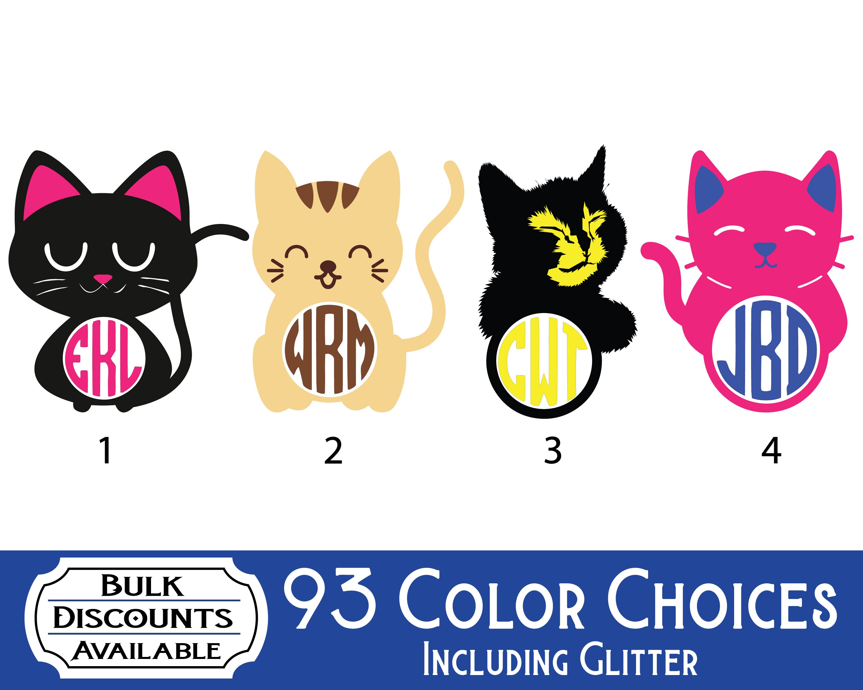 Cat Monogram Decal / Vinyl Cat Decal / Cat Yeti Monogram / Cat Etsy