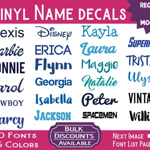 Custom Text Vinyl Decals - 70 fonts & 100+ color choices available