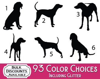Coonhound Silhouette Decal: Waterproof Dog Sticker for Cars, Laptops