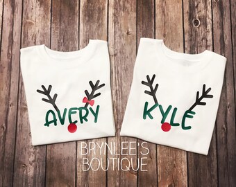 Personalized Shirt-Reindeer Shirt-Kids Christmas Shirt-Boy Christmas Shirt-Girls Christmas Shirt-Holiday Shirt-Toddler Christmas Shirt