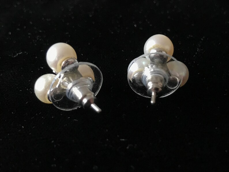 Vintage Real Pearl and Diamond Stud Earrings