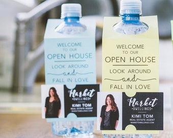 Bottle Hang Tags for Open Houses & Real Estate Agents | Real Estate Agent Gifts | Promotional Business Cards | 1-BT001