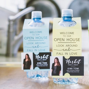 Bottle Hang Tags for Open Houses & Real Estate Agents | Real Estate Agent Gifts | Promotional Business Cards | 1-BT001