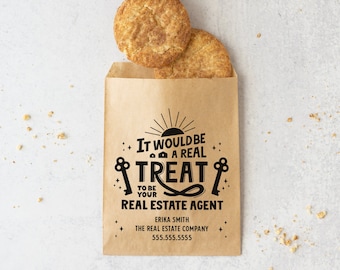 Customizable | It Would Be A Real Treat To Be Your Real Estate Agent Bakery Bags | Real Estate Pop By | Custom Marketing Treat Bags | 21-BB