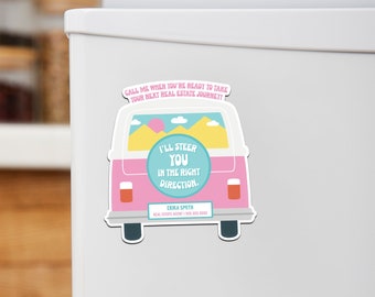Customizable | Real Estate Roadtrip Magnets | Real Estate Pop By Marketing | Creative Custom Marketing Magnets | DSM-13-AB