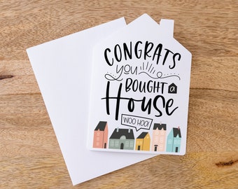 SET of Congrats You Bought a House Closing Day Greeting Cards w/ Envelopes | Real Estate Agent Card | Mortgage Closing Day | 17-GC002