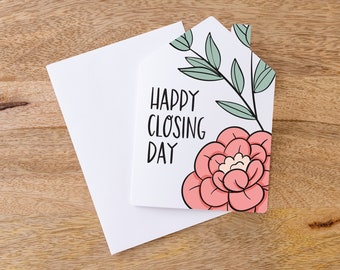 SET of Floral Happy Closing Day Greeting Cards w/Envelopes | Home Closing Gift | Happy Closing Card | Real Estate Agent | 15-GC002