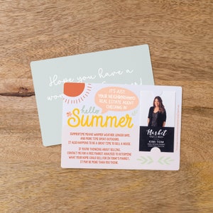 Vertical Set of hello Summer Real Estate Neighbor Double Sided Mailers ...