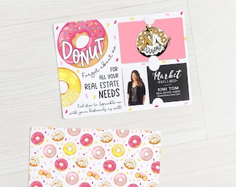 SET of Donut Forget About Me Real Estate Gift Card & Business Card Holder Mailers w/Envelopes | Client Mailer | Pop By Gift | M13-M008