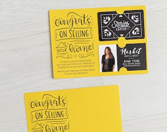 SET of Congrats on Selling Your Home Gift Card and Business Card Holder | Mailer with Envelope | Real Estate Agent Greeting Card | M39-M008
