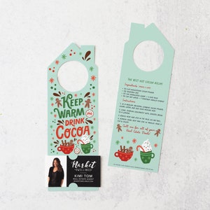 Keep Warm and Drink Cocoa Door Hangers Christmas Winter Insurance Mortgage Real Estate Holiday Cocoa Pop By 125-DH002 image 1