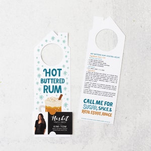 Hot Buttered Rum Recipe Door Hangers | Christmas Winter Real Estate Pop By Holiday Marketing | 133-DH002-AB