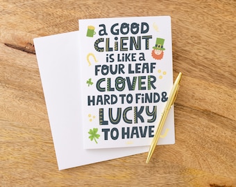 SET of Happy St. Patrick's Day Greeting Cards w/ Envelopes | Insert Business Card | St. Patty's Day Real Estate Mortgage Client | SP1-GC001