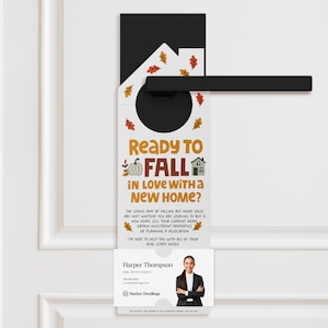 Ready To Fall In Love With A New Home Real Estate Door Hangers | Real Estate Agent Pop By | Real Estate Fall Marketing | 75-DH002