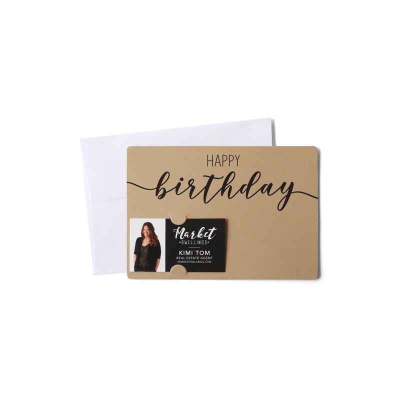 SET of Simple Happy Birthday Cards With Envelopes Business Etsy