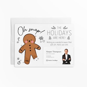 SET of Oh Snap! The Holidays are Here Mailer | Real Estate Agent Marketing | Christmas Pop By | Insert business card | Mailable | M5-M003