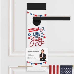 Accroche-portes Happy Fourth of July | Agent immobilier | Porte-drapeau | Été 4 juillet Client Pop By | 2-DH004