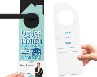 You're Invited to an Open House Near You Door Hangers | Creative Real Estate Mortgage Pop By Marketing | 188-DH002-AB