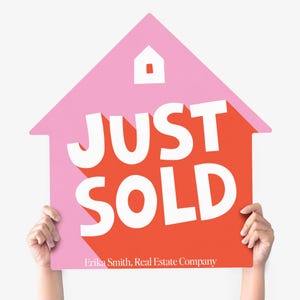 Customizable | Just Sold House Sign | Real Estate Agent Photo Prop | Marketing Signage | DSY3-2-AB