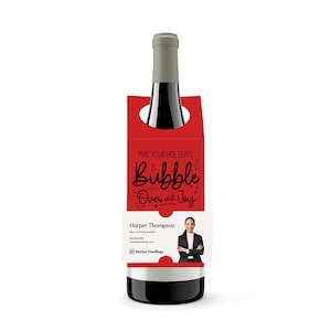 May Your Holidays Bubble Over with Joy Bottle Hang Tag | Bottle Bib | Insert your business card | Holiday Bottle Tag | Christmas | 5-BT001