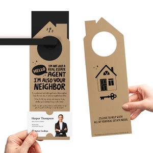 Bonjour, je ne suis pas qu'un simple agent immobilier Accroche-portes | Agents immobiliers | Insérez votre carte de visite | Accroche-porte | 68-DH002