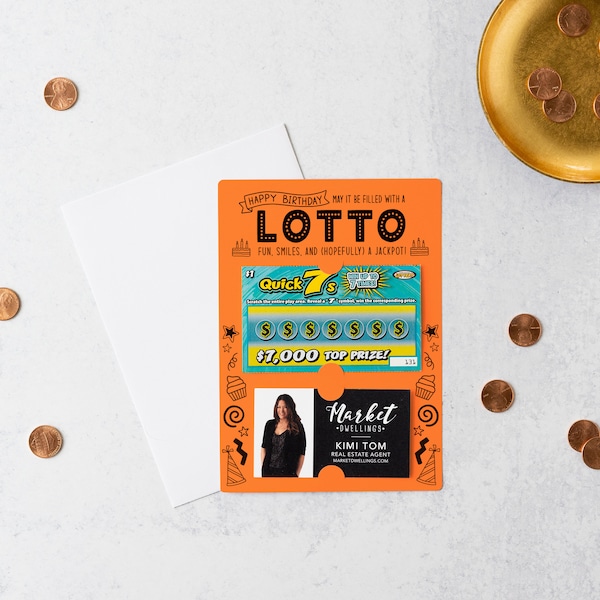 SET of Happy Birthday Mailer w/ Envelope | Lotto Pop By | Scratch Card Pop By | Real Estate Insurance Mortgage | M4-M002