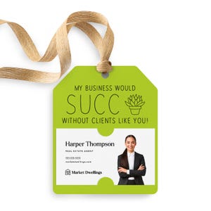 Mon entreprise réussirait sans une étiquette-cadeau comme vous | Étiquettes avec inserts pour cartes de visite | Pop par tag | Étiquette cadeau succulente | 18-GT001